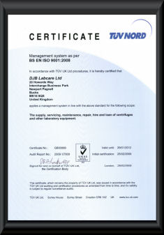 DJB Labcare Ltd ISO 9001:2008 Certificate