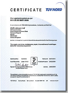 DJB Labcare Ltd ISO 9001:2008 Certificate